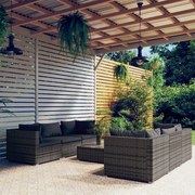 vidaXL 7-delige Loungeset met kussens poly rattan grijs