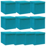 vidaXL Opbergboxen met deksels 10 st 32x32x32 cm stof babyblauw