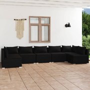 vidaXL 7-delige Loungeset met kussens poly rattan zwart