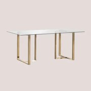 Rectangulaire Eettafel 180x90 Cm Van Glas En Staal Lesley Transparant - Sklum