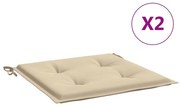 vidaXL Tuinstoelkussens 2 st 40x40x3 cm stof beige