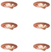 Set van 6 Ronde inbouwspot koper kantelbaar - Edu
