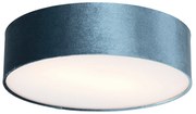 Moderne plafondlamp blauw 40 cm met gouden binnenkant - Drum
