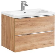 Comad Capri Oak badkamermeubel 80cm met witte wastafel en kraangat eiken