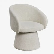 Flavian Gestoffeerde Draaibare Eetkamerstoel Met Armleuningen Bouclé Natuurlijke Kleuren - Sklum