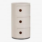 Set Van 2 Ronde Nachtkastjes Met Planken Babel Tapioca Beige & 3 Lades - Sklum