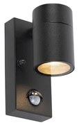 Buitenwandlamp met bewegingsmelder zwart met bewegingssensor IP44 - Solo Modern GU10 IP44 Buitenverlichting cilinder / rond