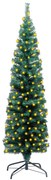 vidaXL Kunstkerstboom met LED's en standaard smal 120 cm PVC groen