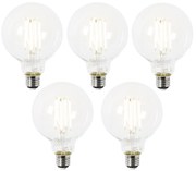 Set van 5 E27 LED lamp G95 helder 2,2W 470 lm 2700K