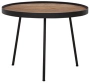 Ronde Salontafel Teak Zwarte Rand - 50 X 50cm.