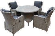 Bilbao Riccione dining tuinset 110 cm rond 5-delig grijs verstelbaar