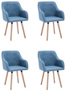 vidaXL Eetkamerstoelen 4 st stof blauw