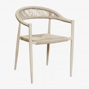 Stapelbare Tuinstoel Met Armleuningen Van Aluminium En Synthetisch Riet Amatria Tapioca Beige - Sklum