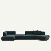 Open hoekbank links met fluwelen voetensteun, JACOPO