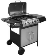 vidaXL Gasbarbecue 4+1 kookzone zwart en zilver