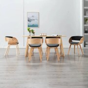 vidaXL Eetkamerstoelen 6 st gebogen hout en kunstleer zwart