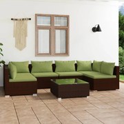 vidaXL 7-delige Loungeset met kussens poly rattan bruin