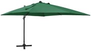 vidaXL Zweefparasol met paal en LED-verlichting 300 cm groen