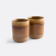 Set van 2 kopjes in reactief geglazuurd aardewerk, Bisceto