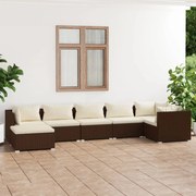 vidaXL 7-delige Loungeset met kussens poly rattan bruin