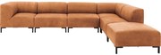 Goossens Excellent Hoekbank Marshall Met Hocker cognac, leer, 1,5-zits, urban industrieel