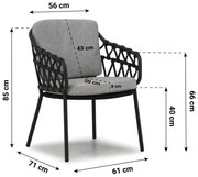 4 Seasons Outdoor Seasons Calpi Dining Tuinstoel Antraciet Aluminium Grijs