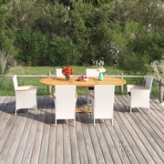 vidaXL 7-delige Tuinset poly rattan wit