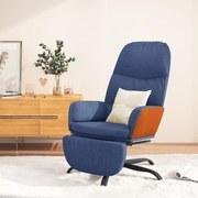 vidaXL Relaxstoel met voetenbank stof blauw