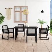 vidaXL 5-delige Tuinset PVC-rattan zwart