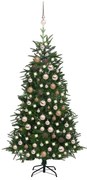 vidaXL Kunstkerstboom met LED's en kerstballen 180 cm PVC en PE groen