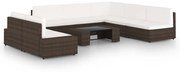 vidaXL 8-delige Loungeset met kussens poly rattan bruin