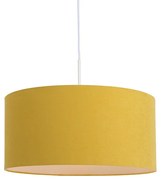 Stoffen Eettafel / Eetkamer Hanglamp wit met gele kap 50 cm - Combi 1 Modern, Landelijk, Klassiek / Antiek E27 rond Binnenverlichting Lamp