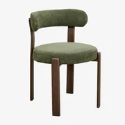 Jolie Eetkamerstoel In Chenillestof Bruin – Donker Hout & Stof Chenille Groen – Salie - Sklum