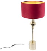 Art Deco tafellamp met velours kap rood 35 cm - Diverso Art Deco E27 cilinder / rond Binnenverlichting Lamp