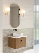 Muebles Ezra badmeubel ribbelfront 60cm warm eiken met wit toppaneel zonder waskom