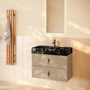 Muebles Murcia badmeubel ribbelfront 80cm macchiato met Portoro Gold wastafel met kraangat