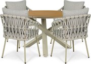 Tuinset Ronde Tuintafel 4 personen 125 cm Rope Zand/Beige  Coco Oliva/Ancona