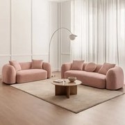 Zitkamer Set Met Modulaire 3-zitsbank En 2-zitsbank In Coco Chenille Stof Chenille Roze – Kwarts - Sklum