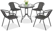 Metalen tuinmeubelen Modena/Bergamo voor 4 personen met kleine tafel Garden Point antraciet