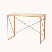 Rechthoekig Inklapbaar Bureau 100x50 Cm Van Mdf En Metaal Andra Natuurlijk Hout - Lichtroze - Sklum