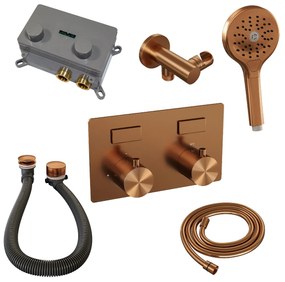 Brauer Copper Edition thermostatische inbouw badkraan met badvulcombinatie en 3 standen handdouche set 4 koper geborsteld PVD