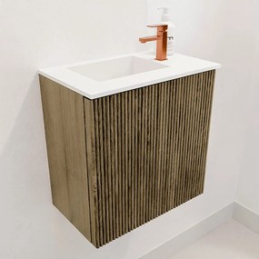 Mondiaz Joya 40cm toiletmeubel dusk met wastafel faye links 1 kraangat talc