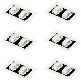 Set van 6 Moderne inbouwspot wit 2-lichts verstelbaar - Oneon 70 GU10 Scandinavisch Binnenverlichting Lamp