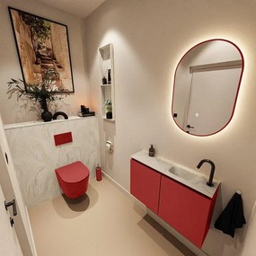 MONDIAZ TURE-DLUX 80cm toiletmeubel Fire. EDEN wastafel Ostra positie rechts. Met 1 kraangat. TUREDX80FIRR1OST