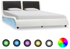 vidaXL Bedframe met LED kunstleer wit en zwart 140x200 cm