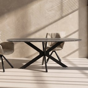 Deens Ovale Eettafel Marmer Look 215x105 Cm - 215 X 105cm.