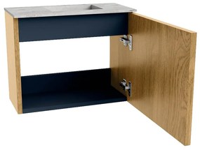Mondiaz Joya DLux 50cm toiletmeubel oak met wastafel faye rechts zonder kraangat glace