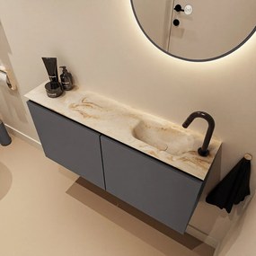 Mondiaz Ture DLux toiletmeubel 100cm dark grey met wastafel frappe rechts met kraangat