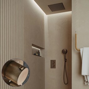 Saniclear Cube Curved inbouw regendouche met inbouw douchekop 30x30cm en 2 standen handdouche verouderd messing