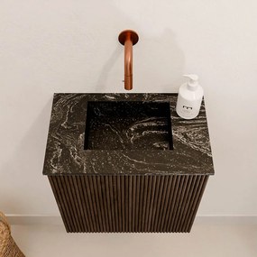 Mondiaz Joya DLux 40cm toiletmeubel walnut met wastafel faye midden zonder kraangat lava